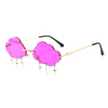 Superhot Eyewear Rimless Cloud teardrop 2020 new arrivals fashion shades designer metal Teardrop butterfly sunglasses women 5331